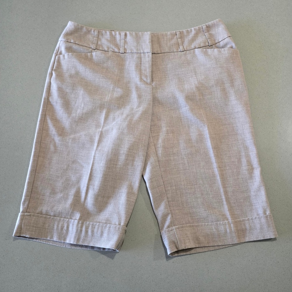 Apt 9 Ava Bermuda Shorts Womens 14P Tan Heathered Cuffed Mid Rise‎ Dress Shorts